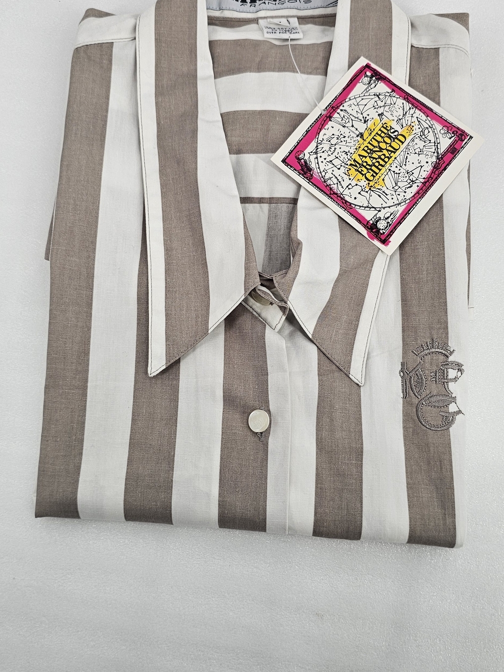 Marithe + Francois Girbaud Sleeveless Blouse Striped Cotton Blouse in White & - Picture 9 of 10